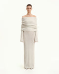 Knit Off-Shoulder Maxi Dress - Cream