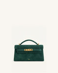 Noor Faux Suede Top Handle Bag - Forest Green