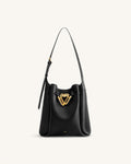 Charlene Double Buckle Hobo Bag - Black