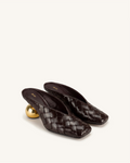Ellie Woven Square-Toe Mule Heels - Dark Brown