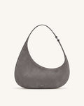 Harlee Faux Suede Shoulder Bag - Charcoal