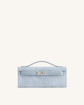 Bria Faux Suede Structured Top Handle Bag - Light Blue