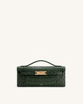 Bria Structured Top Handle Bag - Dark Green Croc