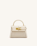 Elise Woven Top Handle Bag - Off White