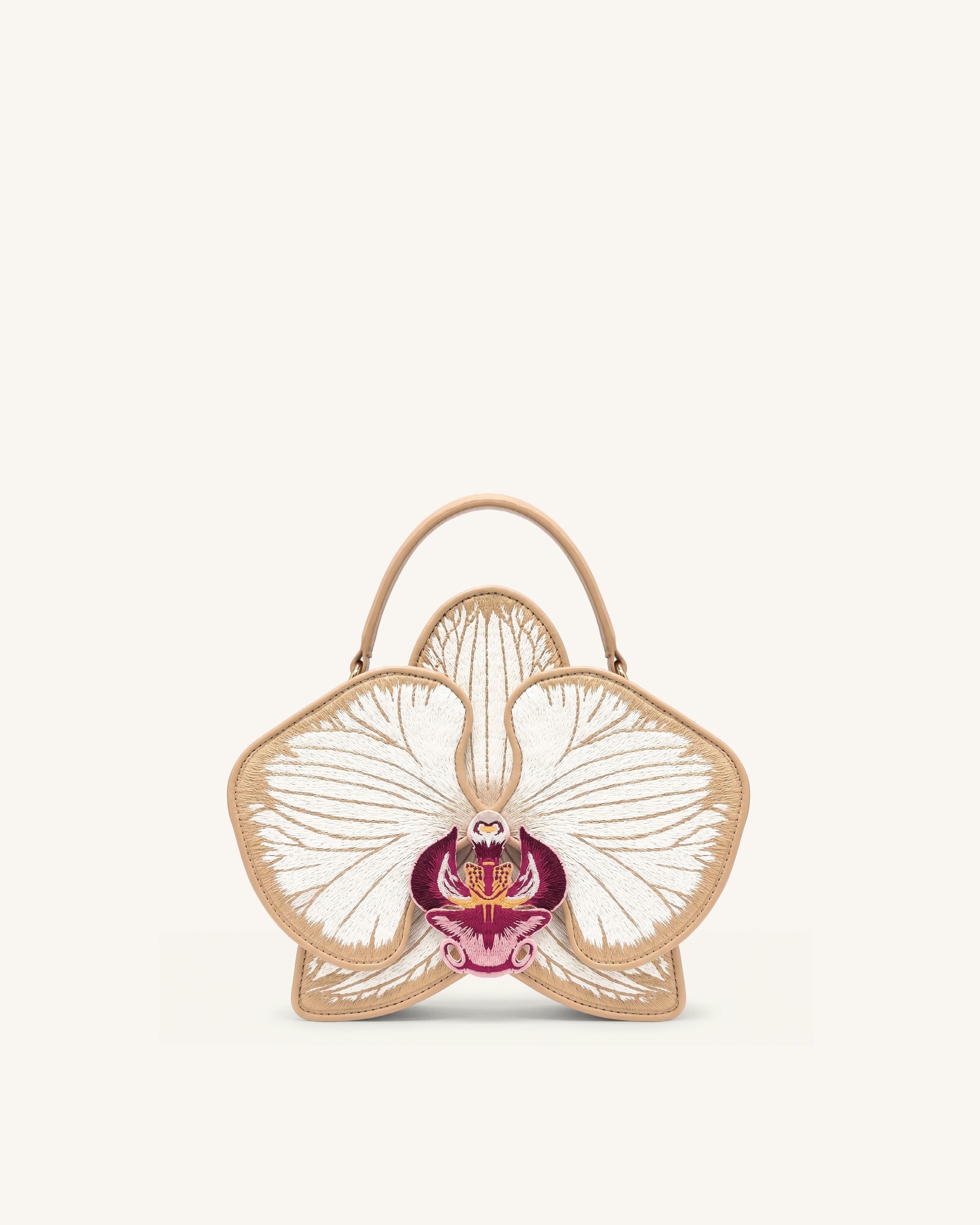 Flora Orchid Shaped Top Handle Bag - Champagne