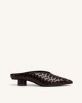 Helena Woven Textured Pointed Toe Mules - Burgundy