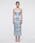 Floral Appliqué Slip Dress - Light Blue