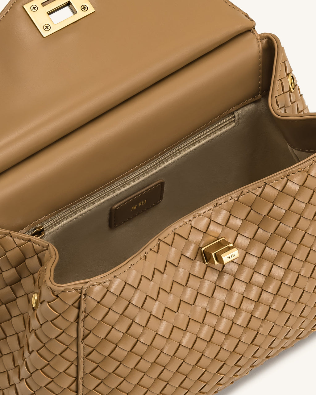 Lucia Classic Top Handle Woven Bag - Brown
