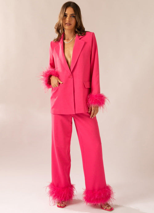 Shake It Off Feather Pants - Magenta