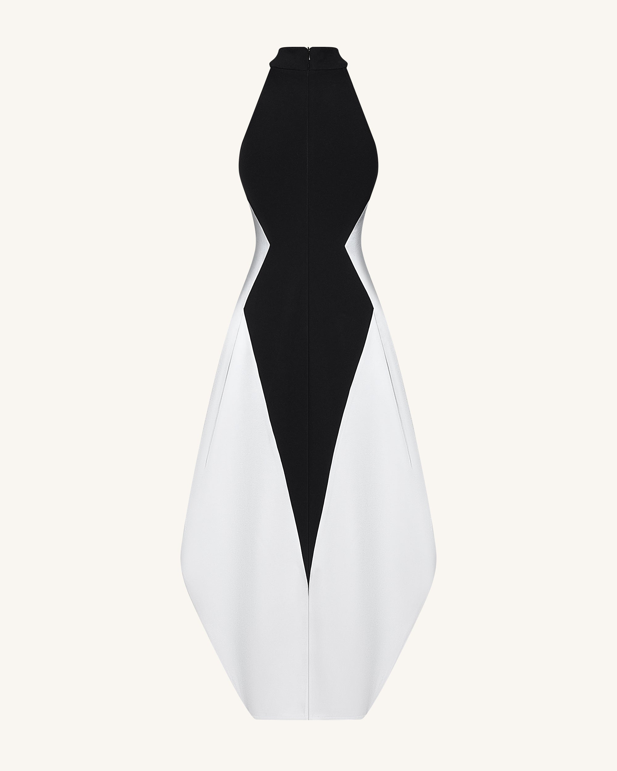 Monochrome Paneled Maxi Dress – Black
