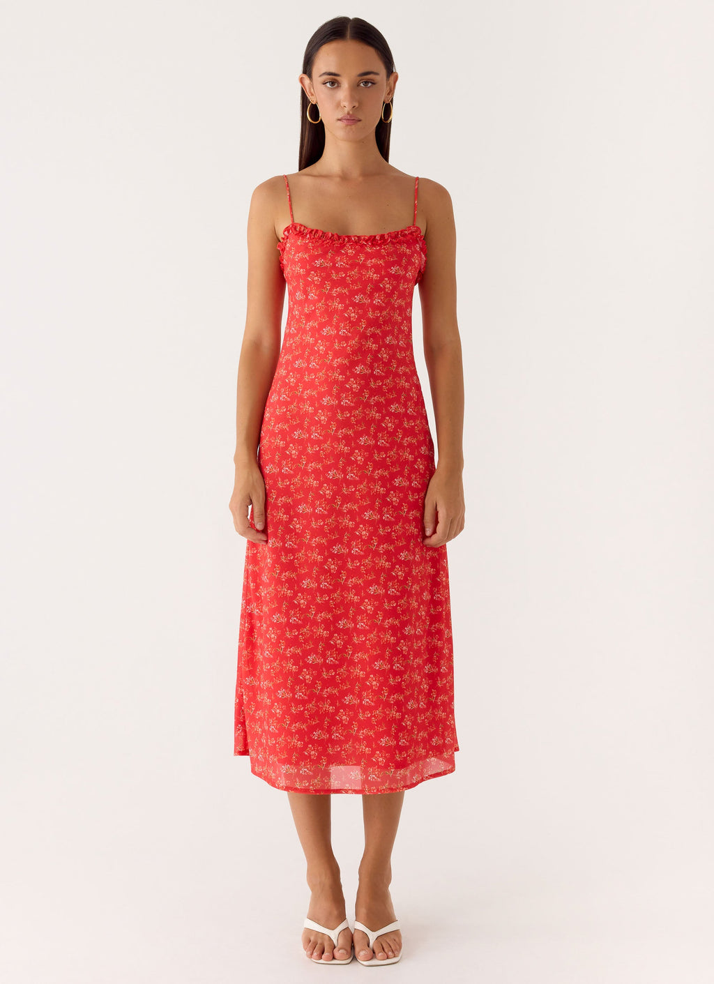 Kahlo Midi Dress - Magenta Red Rose
