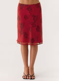 Karleigh Midi Skirt - Cherry Rose
