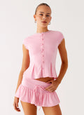 Landon Button Up Top - Pink