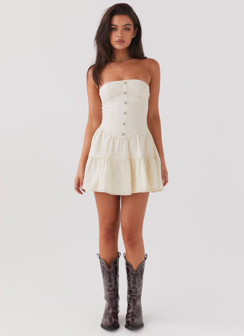 Adriana Denim Bustier Dress - Antique