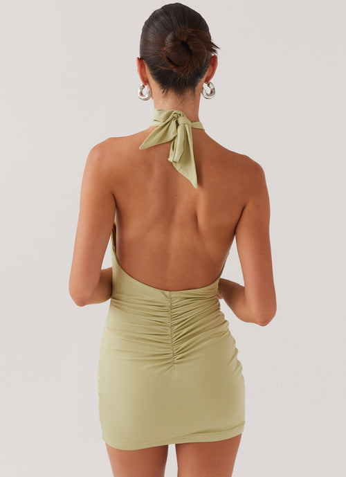 Samara Halterneck Mini Dress - Sage