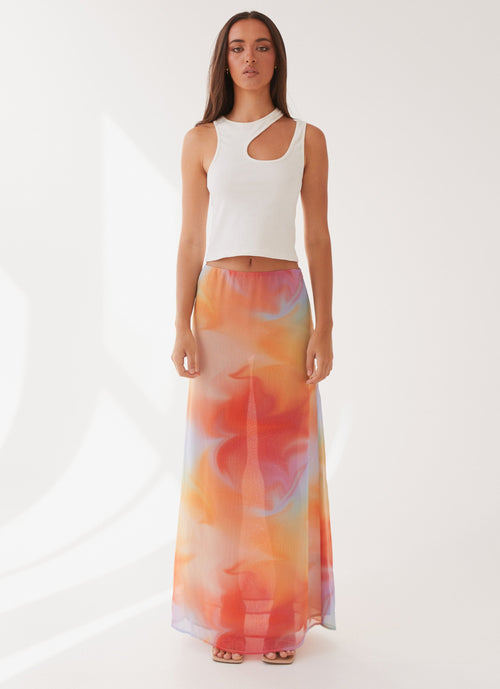 Sunlight Cascade Maxi Skirt - Rainbow Radiance