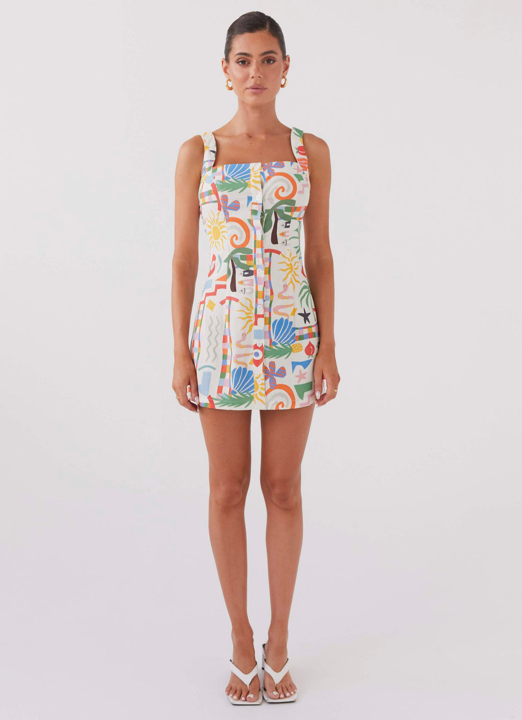 Tori Linen Mini Dress - Summer Palm