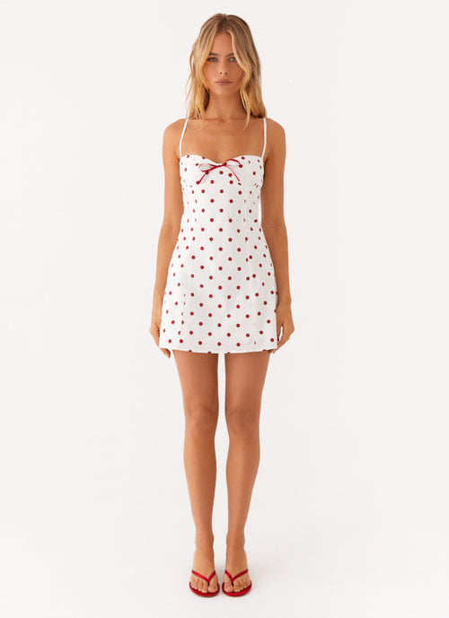 Perla Mini Dress - White Polkadot