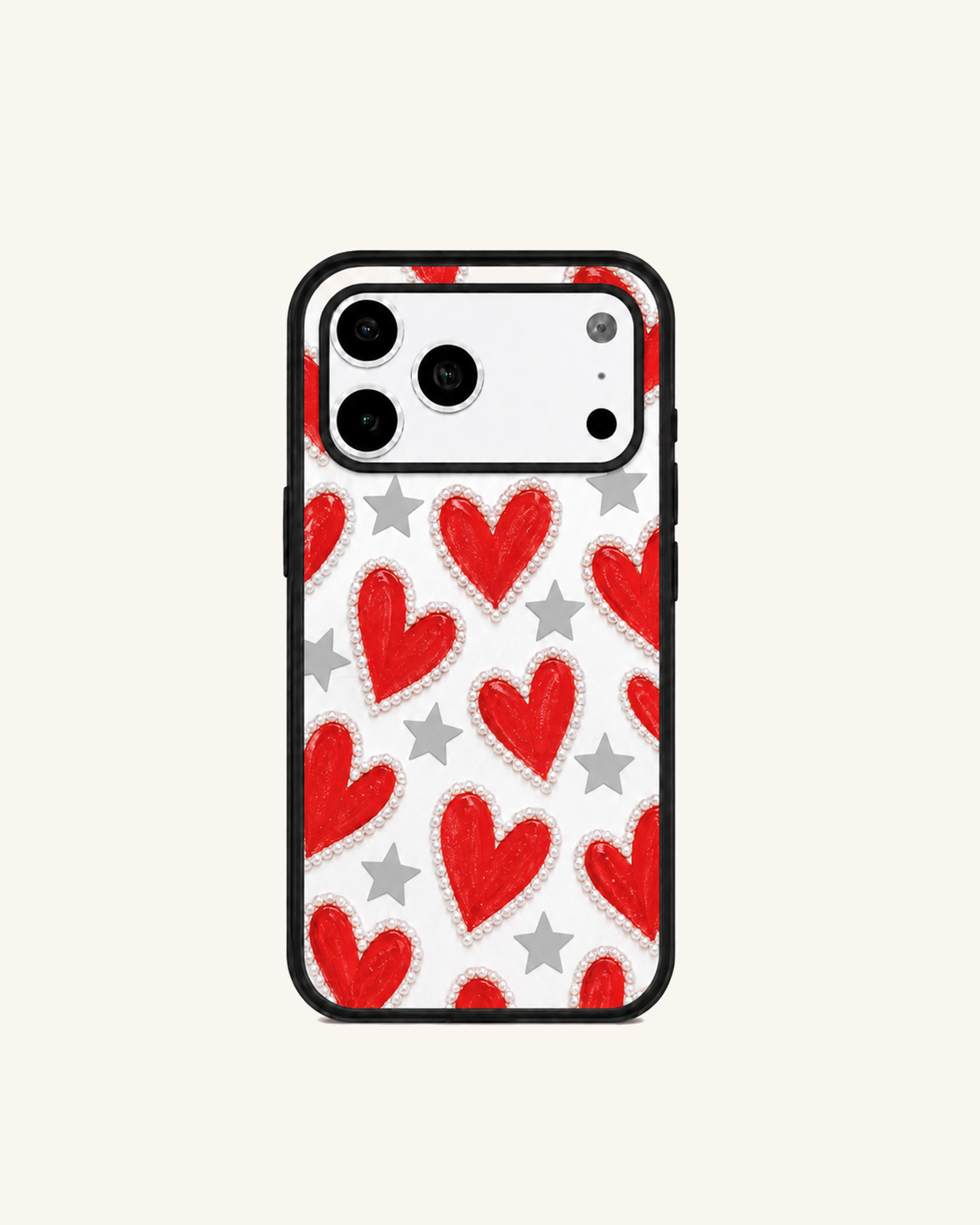 Red Heart Star Phone Case – Black