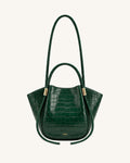 Nala Wing Top Handle Shoulder Bag - Forest Green Croc
