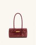 Yara Barrel Shoulder Bag - Burgundy Croc