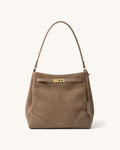 Yara Faux Suede Bucket Shoulder Bag - Taupe