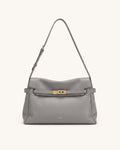 Yara Pebbled Slouchy Shoulder Bag - Gray