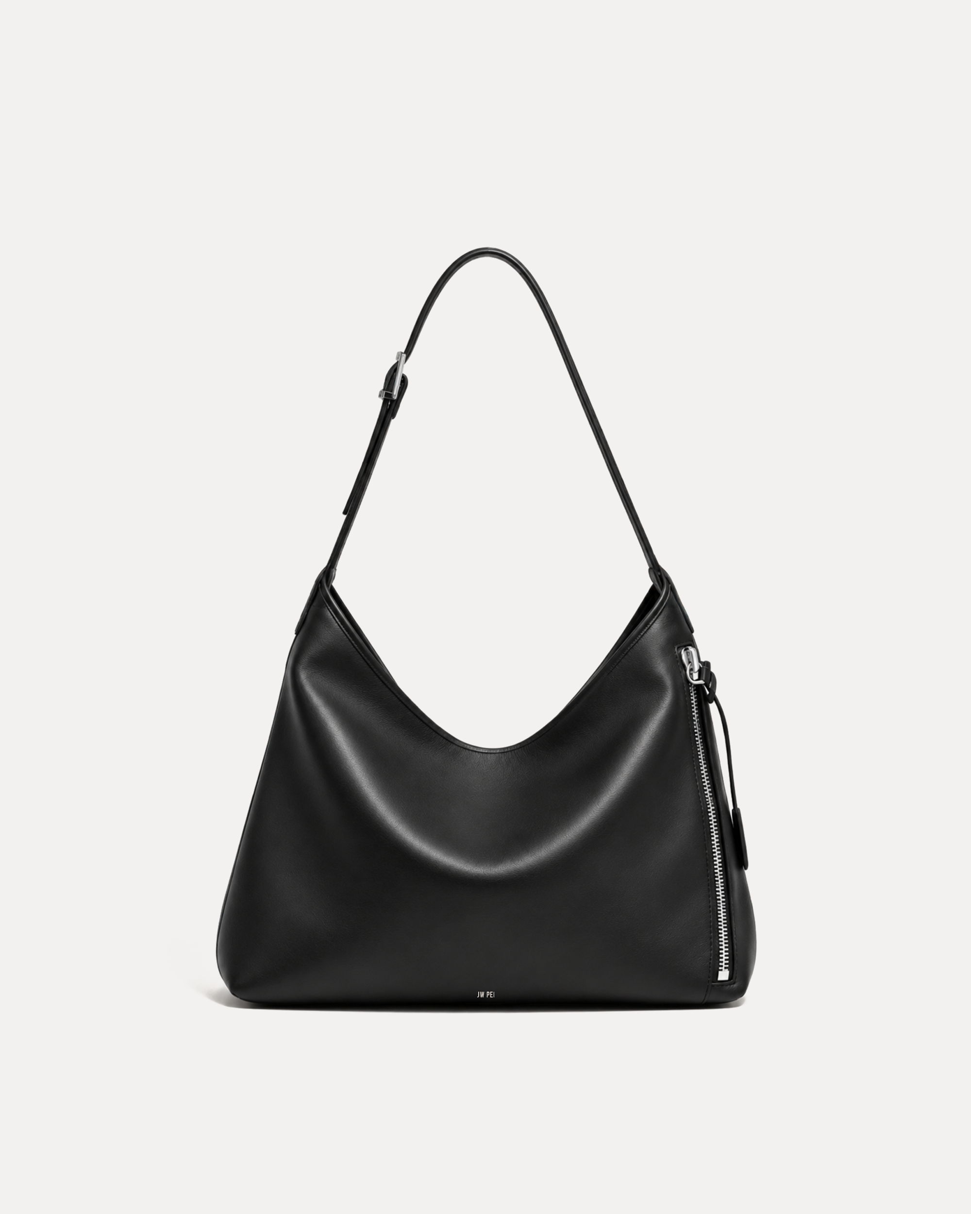 Minimalist Hobo Shoulder Bag - Black