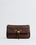 Yara Woven Flap Crossbody Bag - Dark Brown