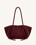 Nala Soft Faux Suede Shoulder Bag - Burgundy
