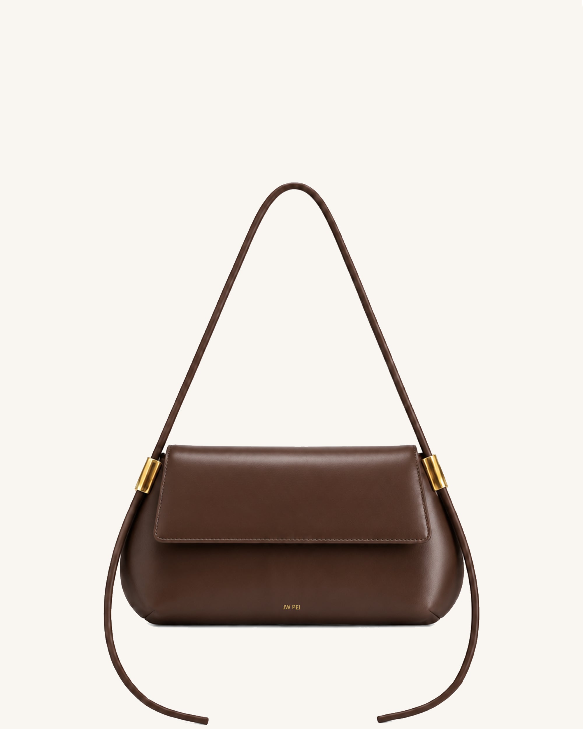 Nala East-West Flap Shoulder Bag - Dark Brown